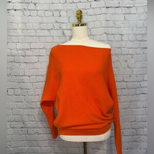 Women's Orange Off-Shoulder Sweater